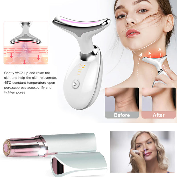 Facial Neck Massager And EYEBROW TRIMMER.